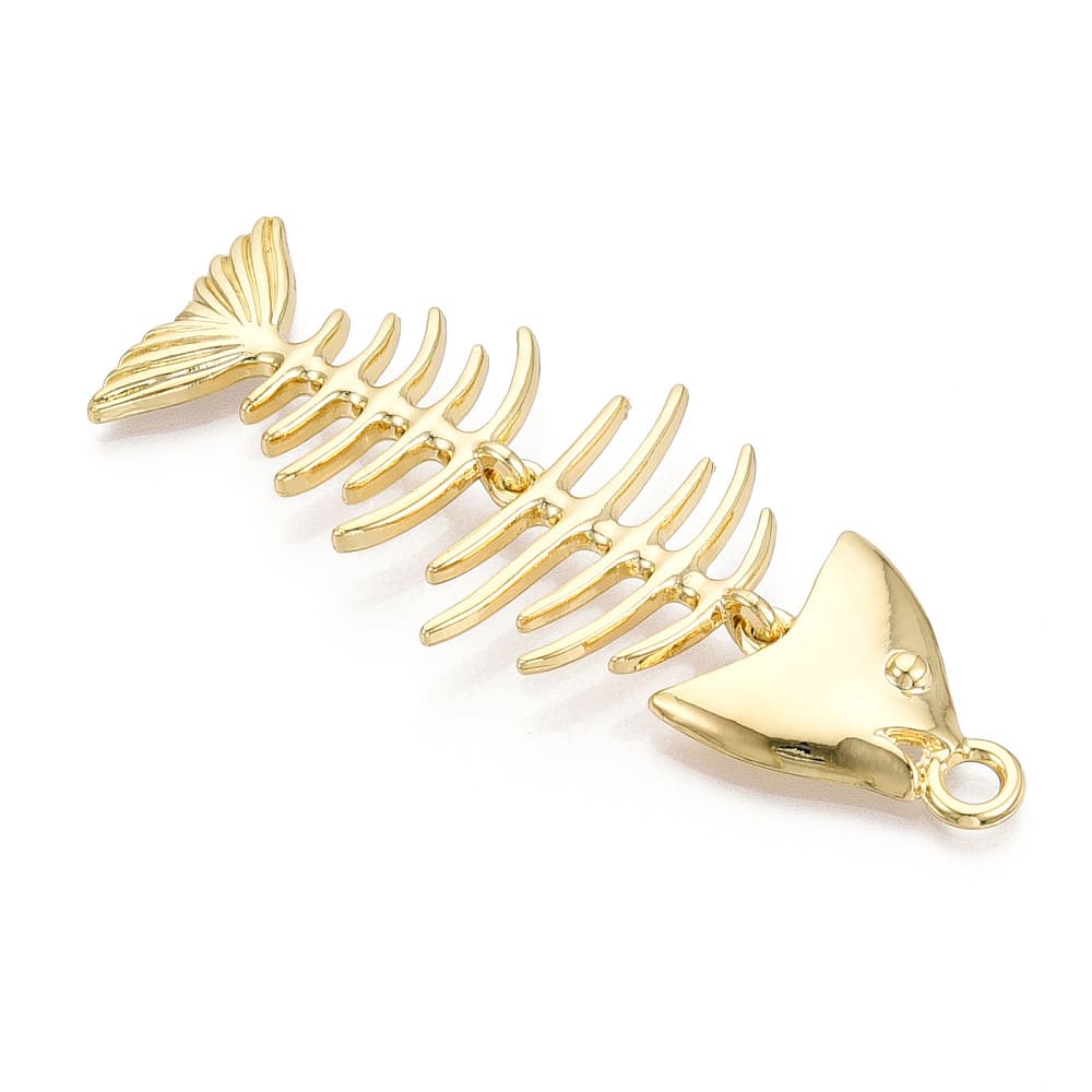 Maxi dije colgante espina de pescado pez 84 mm baño de oro / unidad2
