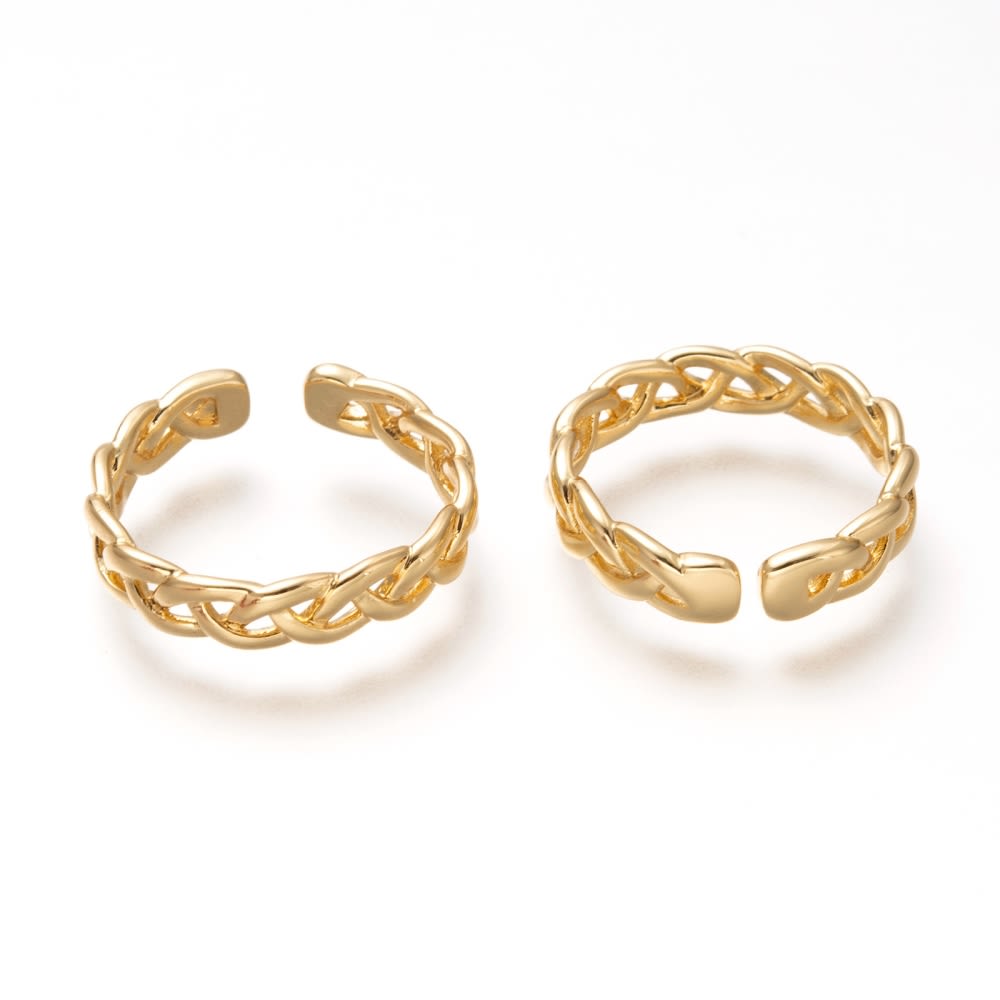 Anillo ajustable trenzado entrelazado baño de oro / unidad3