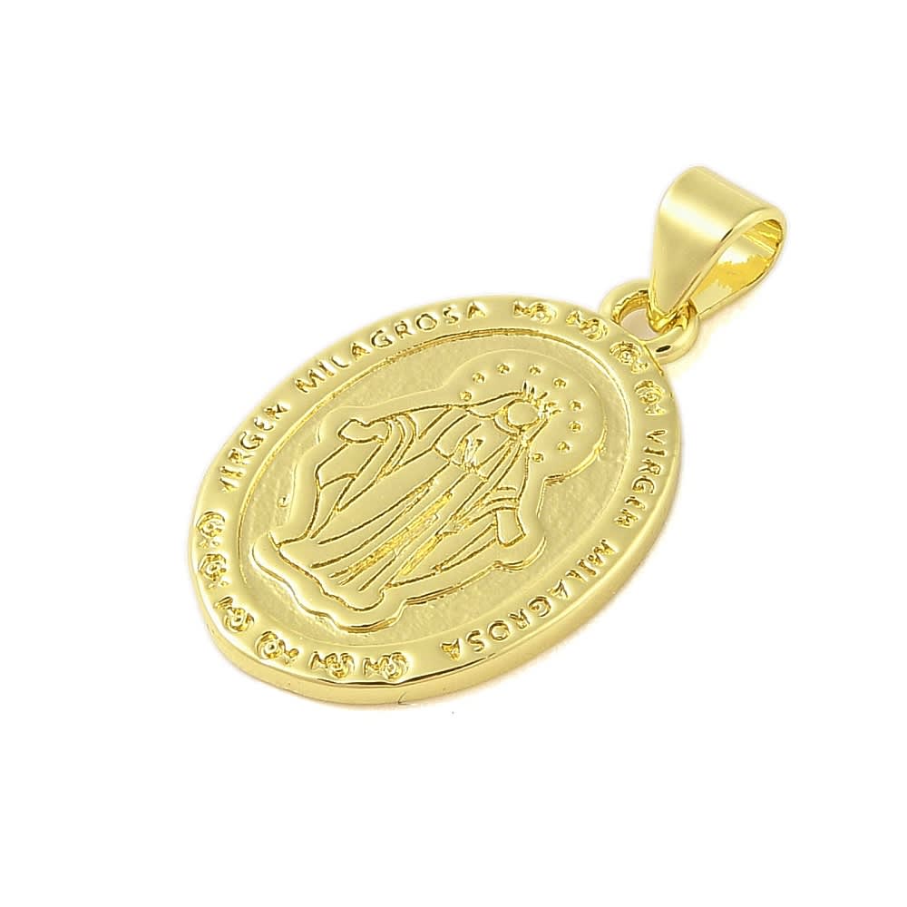 Dije colgante medalla virgen milagrosa 23 mm baño oro / unidad2