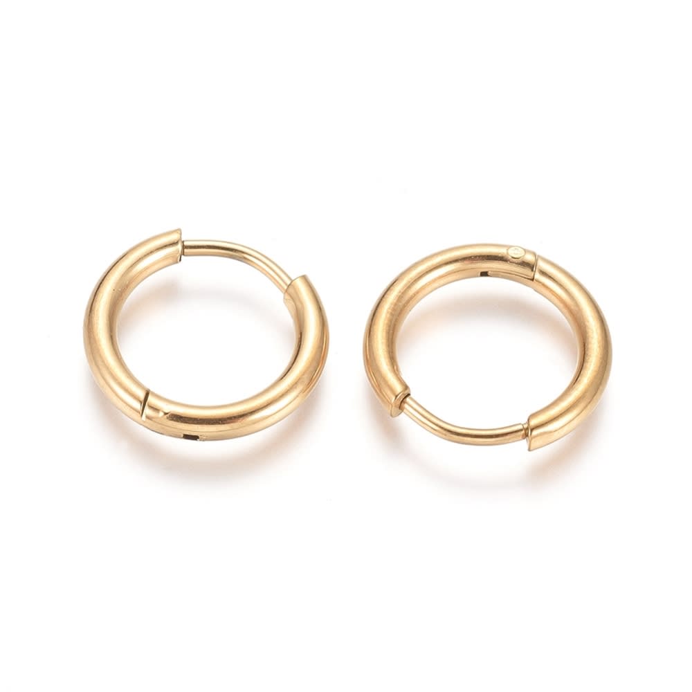 Aros argollas huggie acero quirúrgico aretes hipoalargénicos 14x2 mm / par1