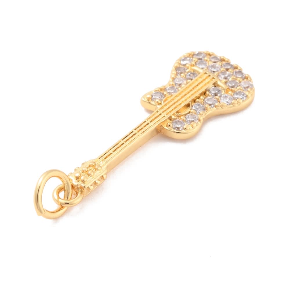 Dije colgante guitarra zircón baño de oro / unidad2