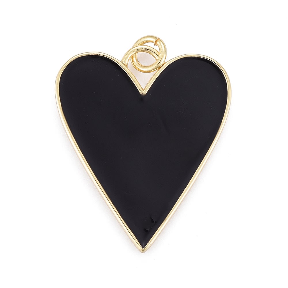 Dije esmaltado maxi corazón 27 mm baño de oro / unidad10