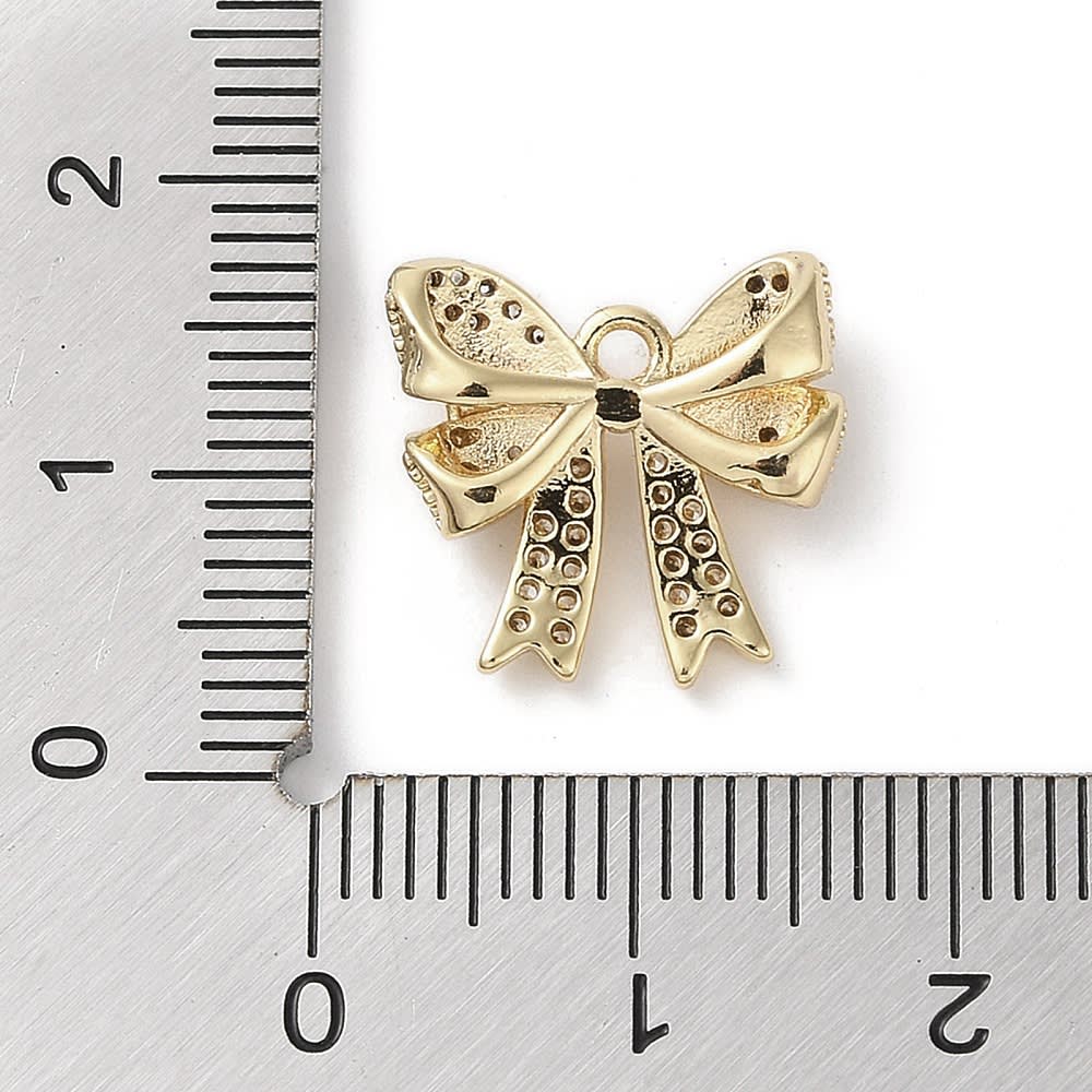 Dije colgante lazo coquette 14 mm baño oro / unidad3