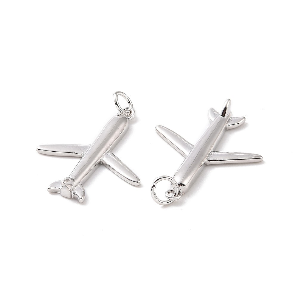 Dije colgante avión 24.5x20 mm latón / unidad5