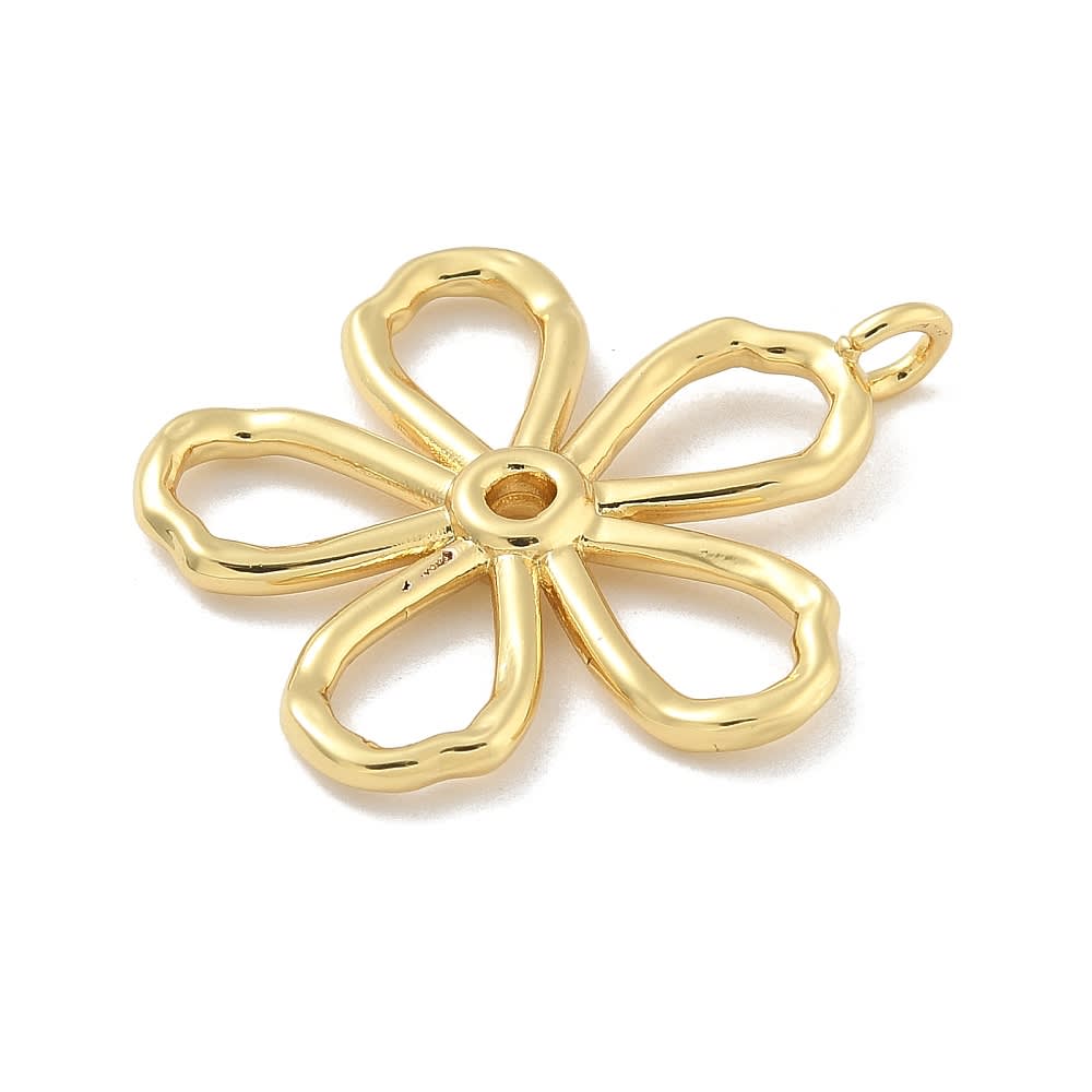 Maxi Dije colgante silueta flor 28.5 mm baño oro platino / unidad3