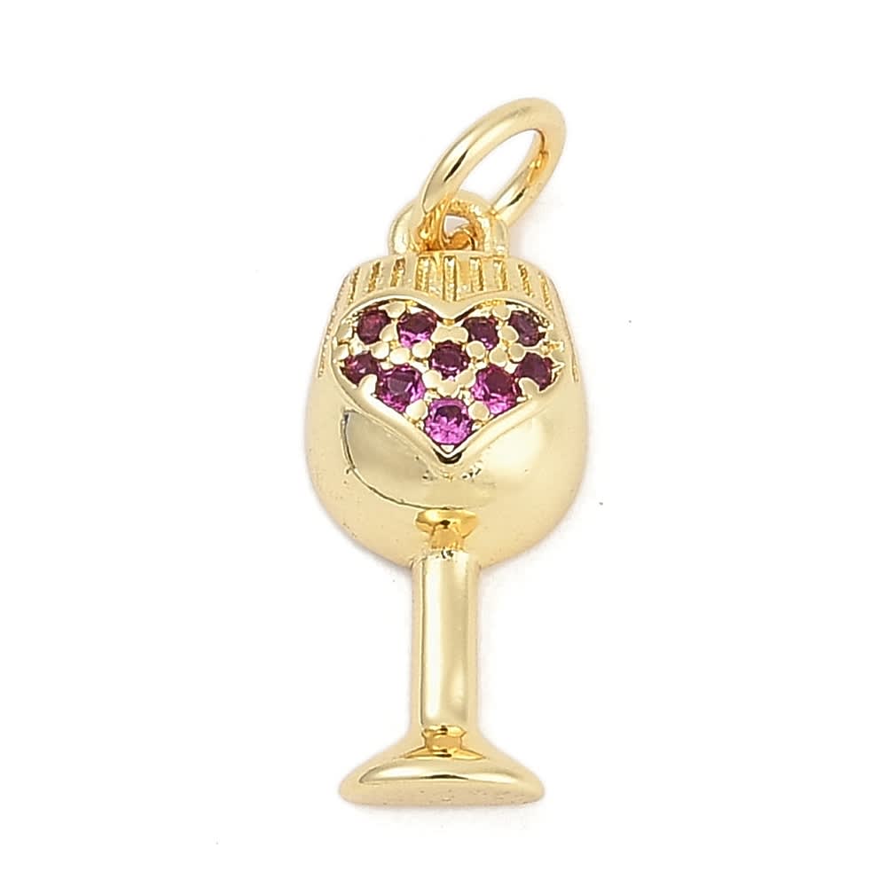 Dije colgante copa de Vinotinto 16 mm baño oro zircón / unidad1