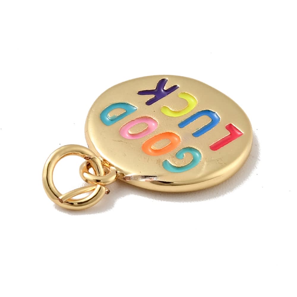 Dije colgante esmaltado medalla buena suerte multicolor / unidad3
