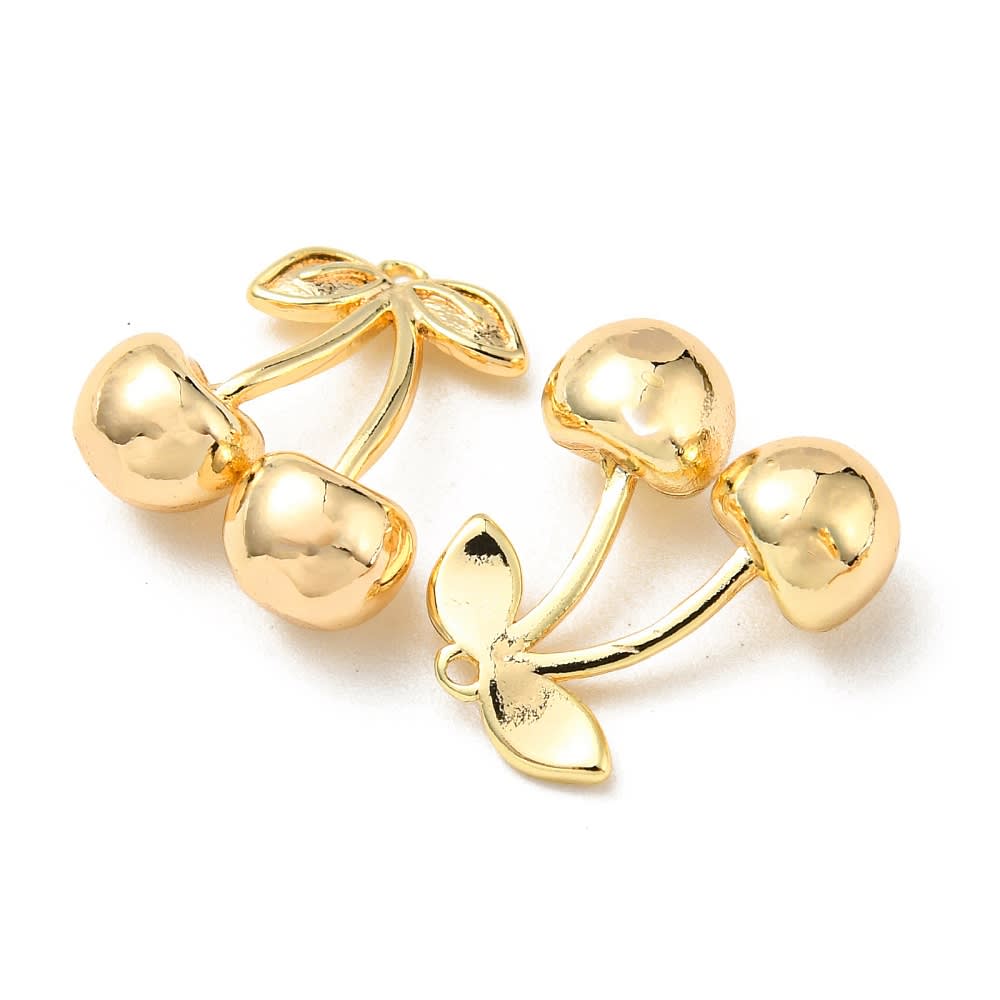 Dije colgante cereza guinda 13 mm baño de oro / unidad2