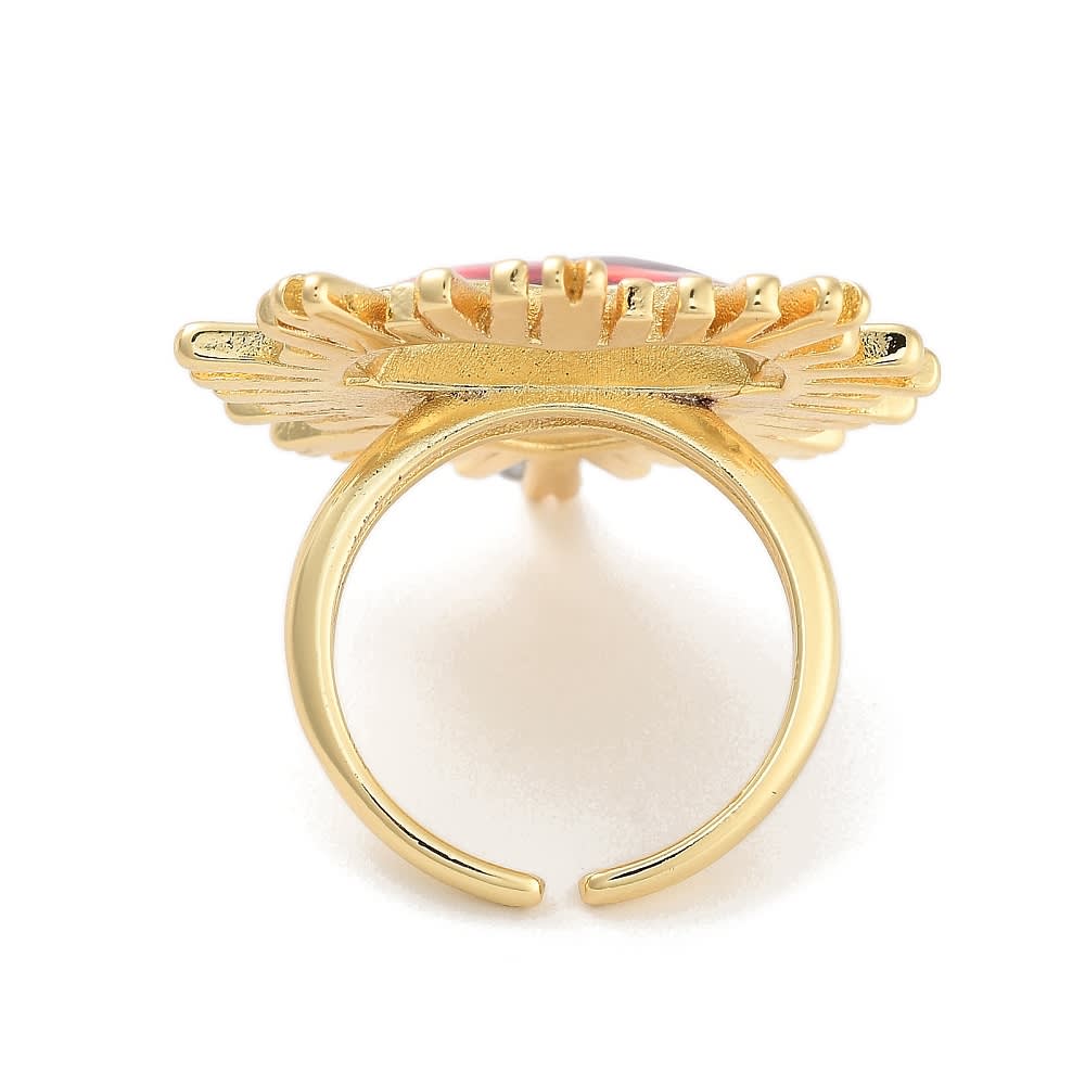Anillo ajustable sagrado corazón rojo baño oro / unidad3