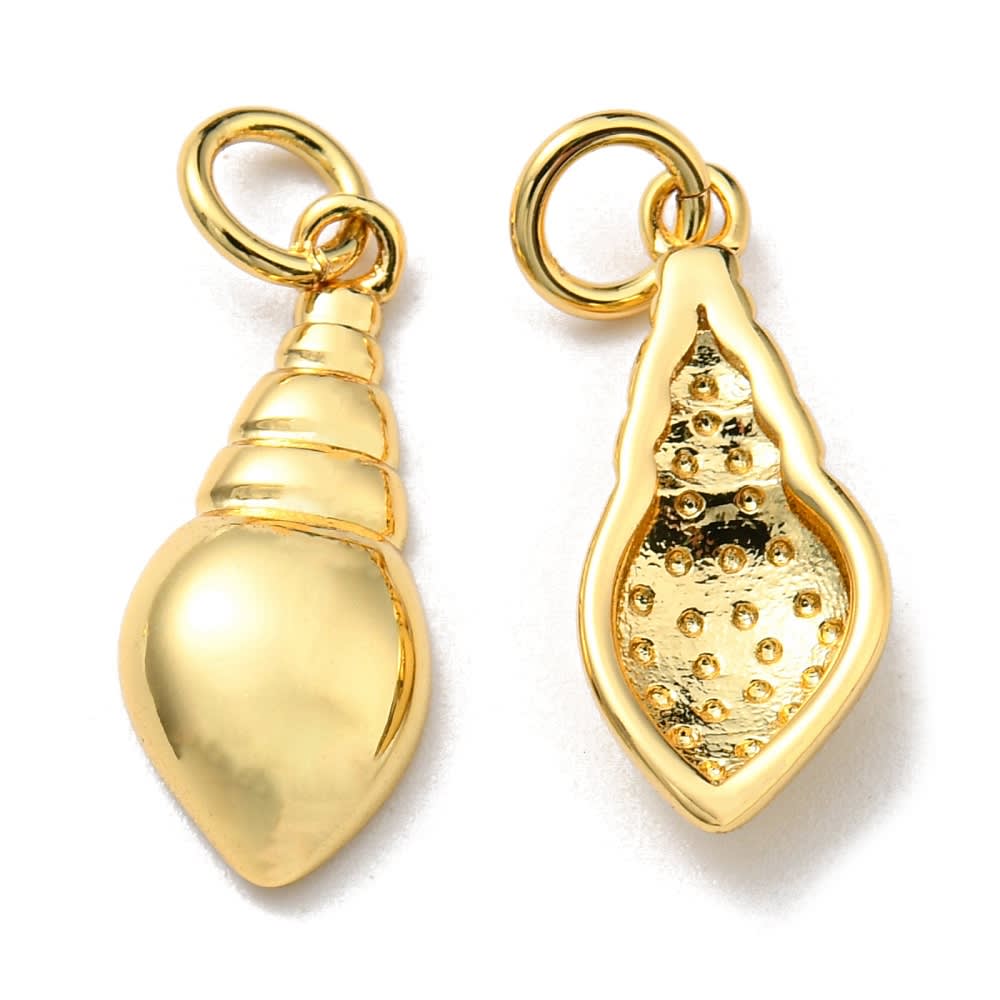Dije colgante concha mar caracol áfricano 17.5 mm baño de oro / unidad2