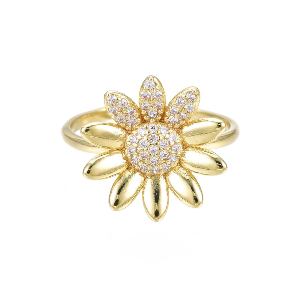 Anillo ajustable margarita flor baño de oro / unidad2