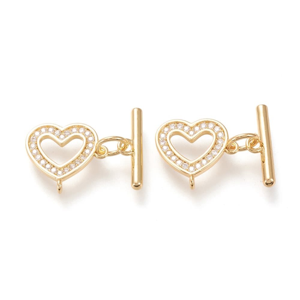 Broche corazón marinero baño de oro / set3