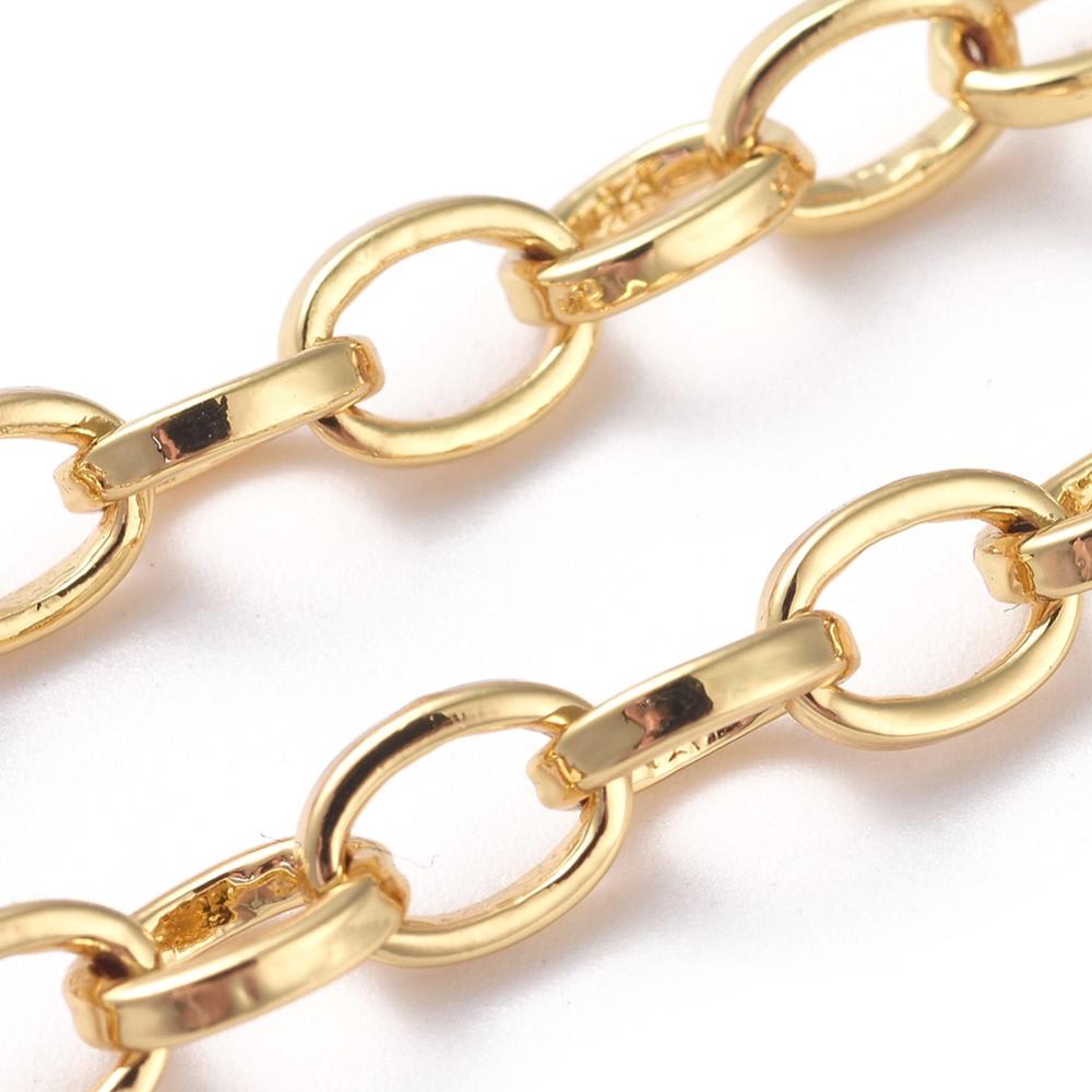 Cadena eslabón alargado ovalado baño de oro / metro5