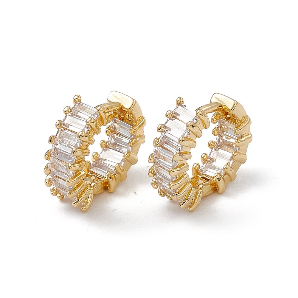 Aros argollas aretes huggie zircón grande 16 mm baño oro con bisagra / par1