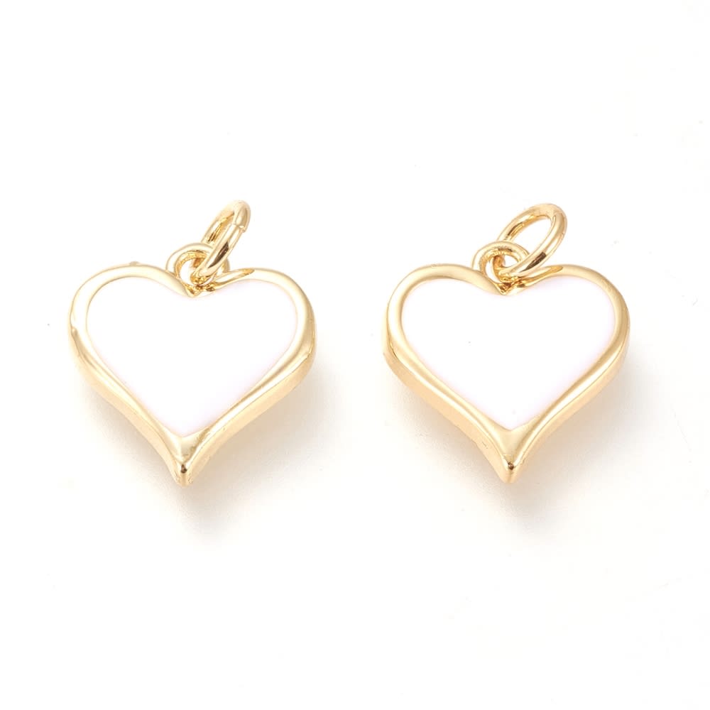 Dije esmaltado corazón cute heart 14 mm baño de oro / unidad4