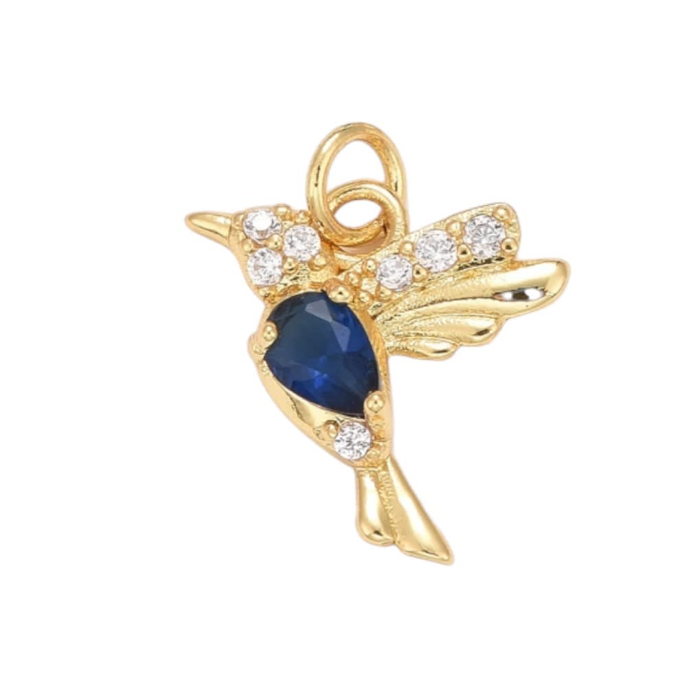 Dije colgante pájaro colibrí zircón 16 mm baño de oro / unidad3