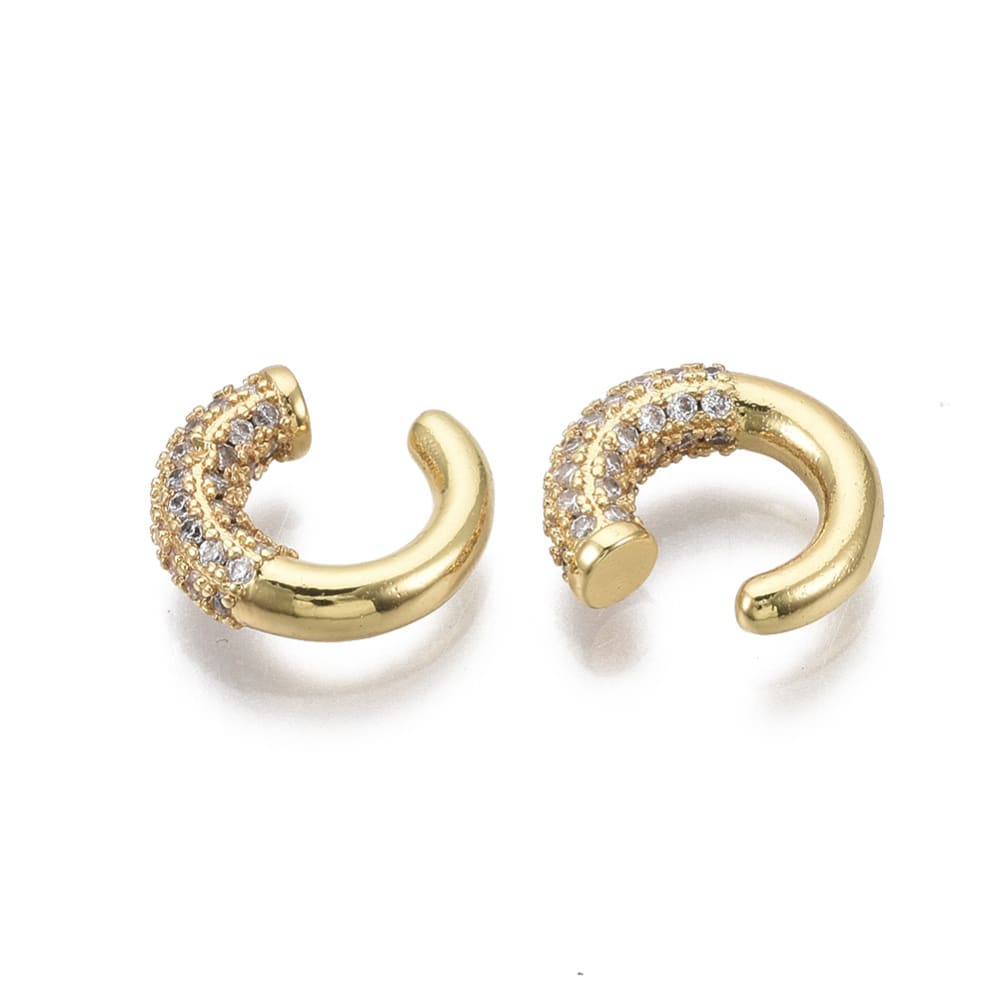 Ear cuff aros solitarios elegante mitad liso y zircón 6.5 mm baño oro / unidad2