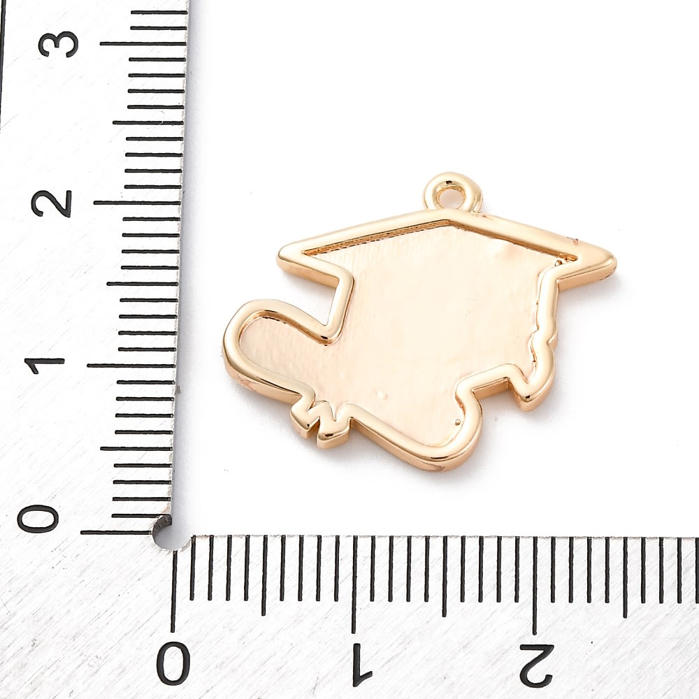 Dije colgante esmaltado 22 mm graduación birrete baño oro / unidad3