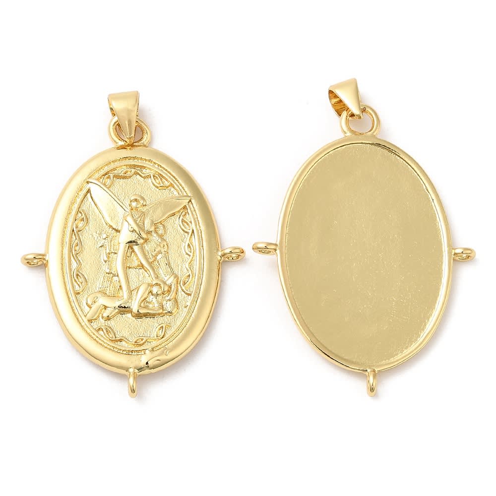 Dije colgante religioso con argolla para recamar baño oro / unidad2