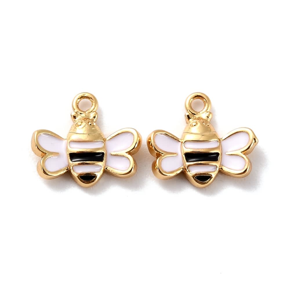Dije colgante esmaltado abeja 9 mm baño oro / unidad3