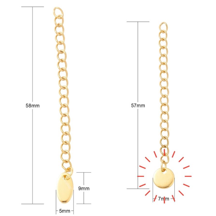 Cadena extensión alargador 5 a 6 cm acero / unidad3