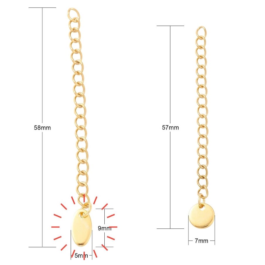 Cadena extensión alargador 5 a 6 cm acero / unidad2
