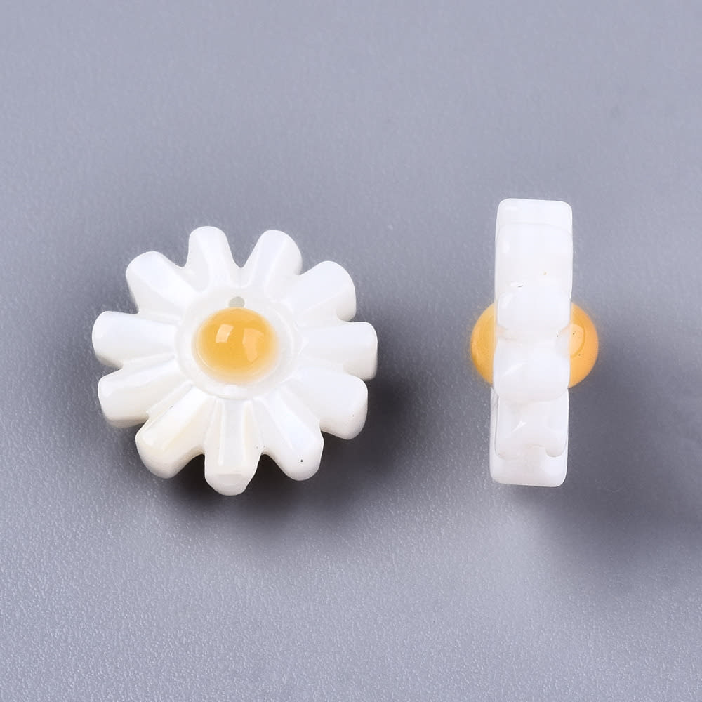 Dije pasador flor margarita 10 mm nacar / unidad3