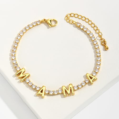 Pulsera con circones elegante regalo mamá baño de oro / unidad1