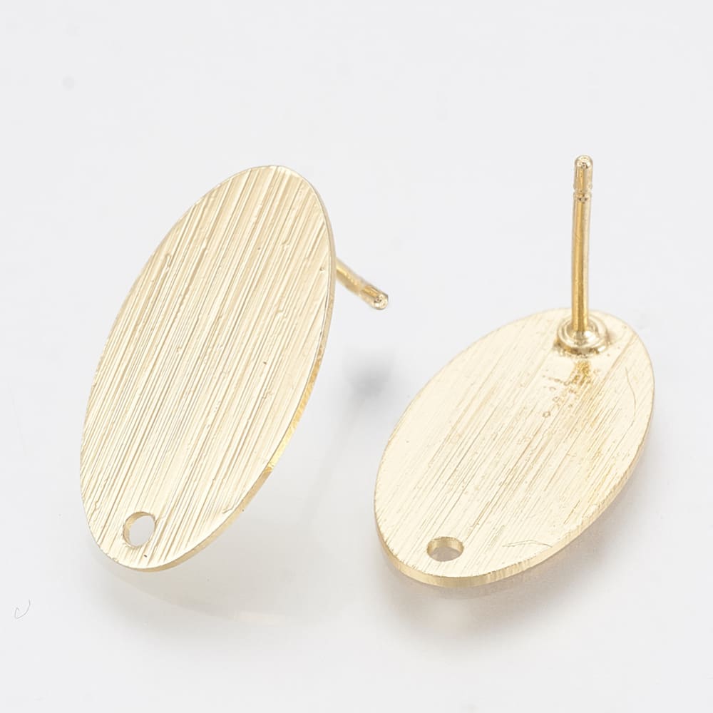 Base de aros topito óvalo 18.5x10.5 mm con orificio baño de oro / par2