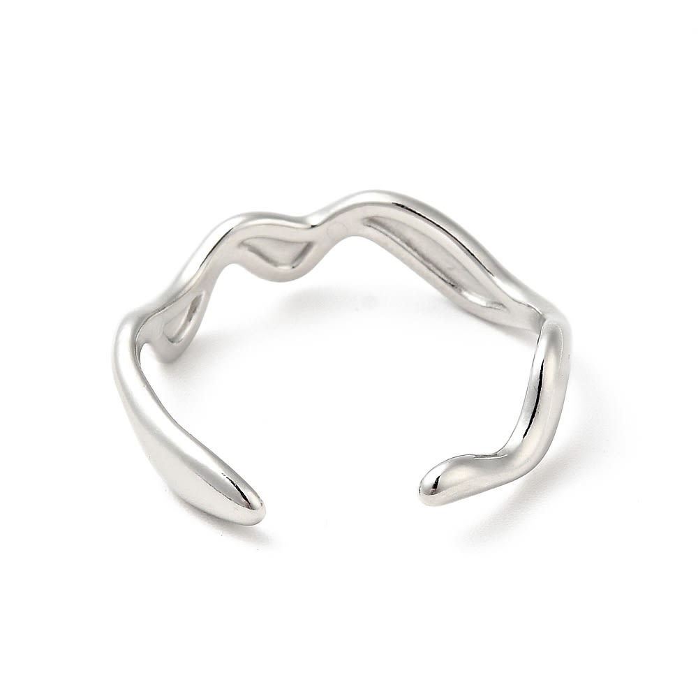 Anillo ajustable minimalista ondas acero dorado plateado / unidad4