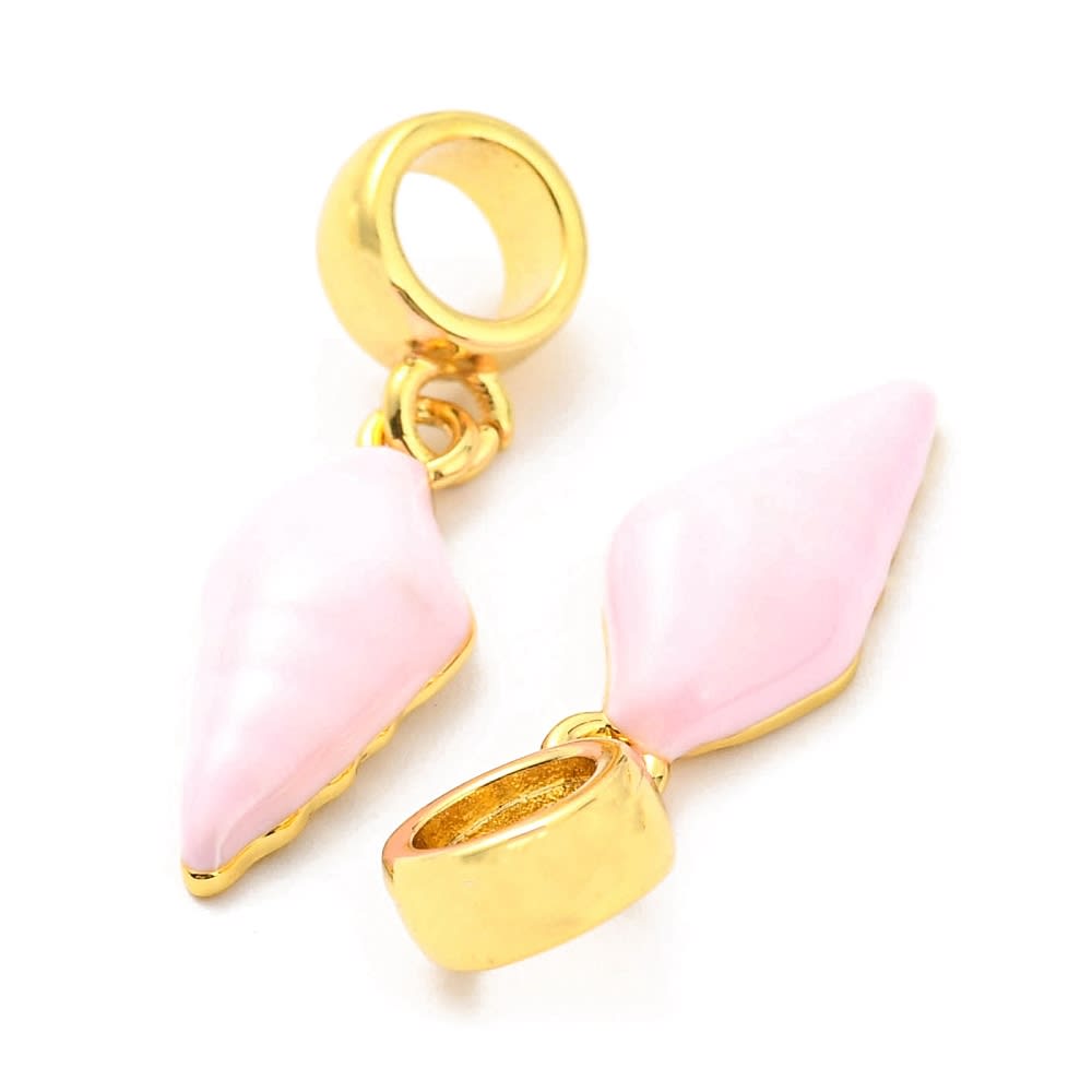 Colgante europeo charm concha caracol esmaltado baño de oro / unidad3