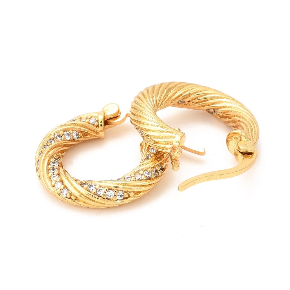 Aros argollas aretes baño de oro platino torneadas / par3