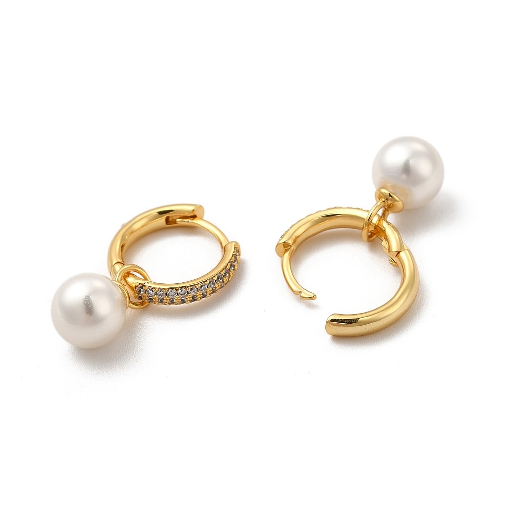 Aros argollas aretes huggies perla colgante zircón 13 mm / par2