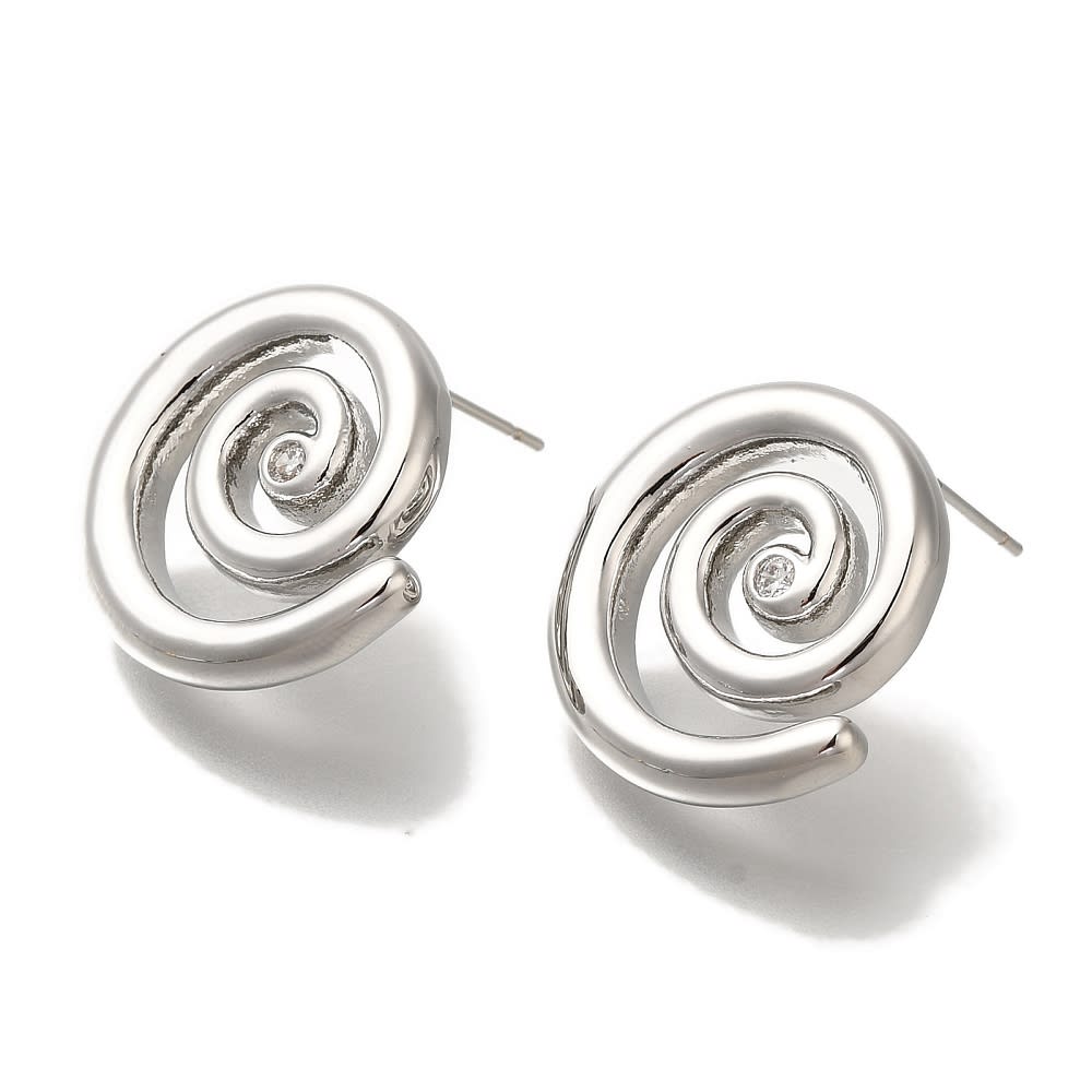 Aros topo topito caracol espiral 20 mm baño oro platino / par3