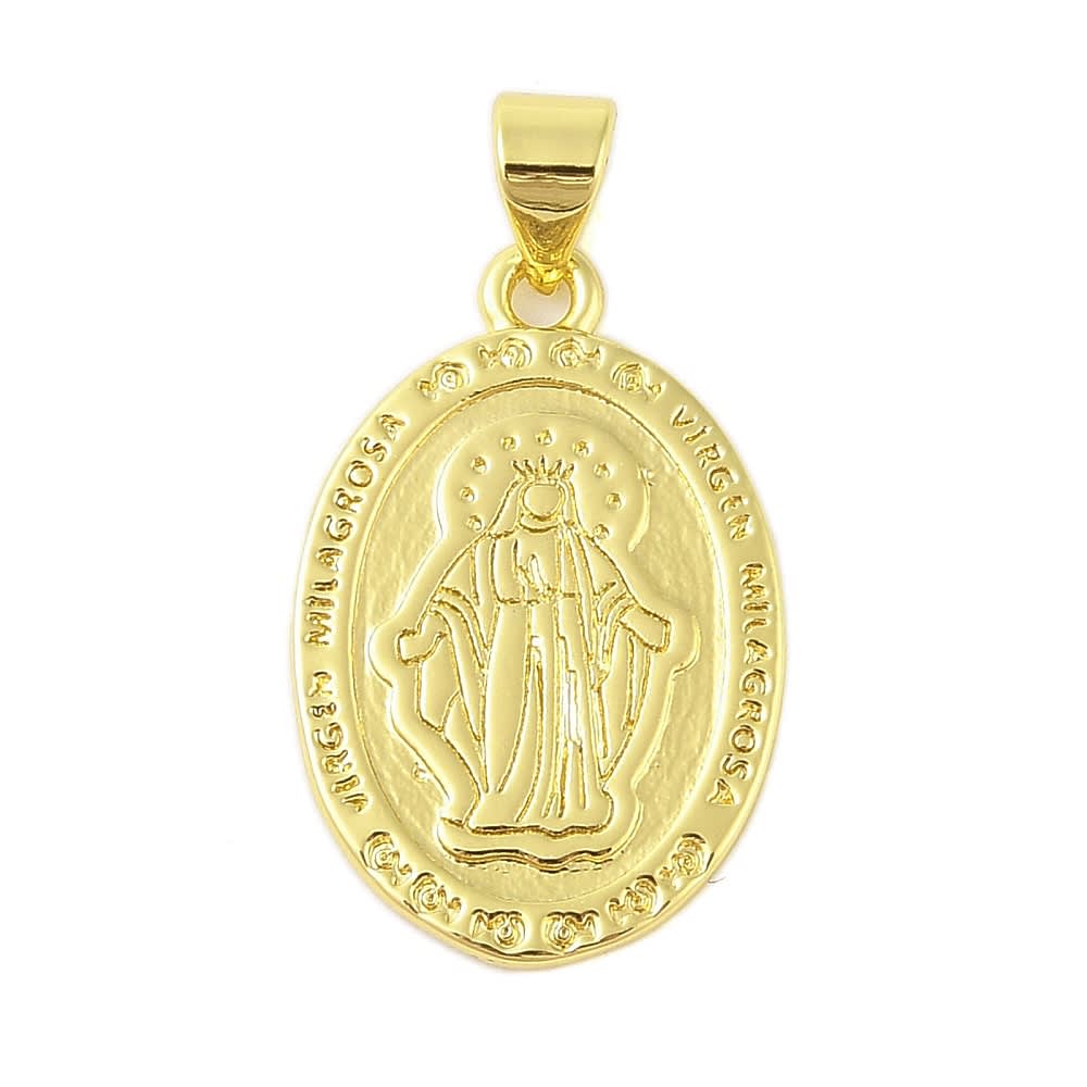 Dije colgante medalla virgen milagrosa 23 mm baño oro / unidad1