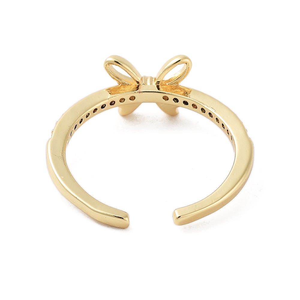 Anillo ajustable lazo coquette zircón baño de oro / unidad3