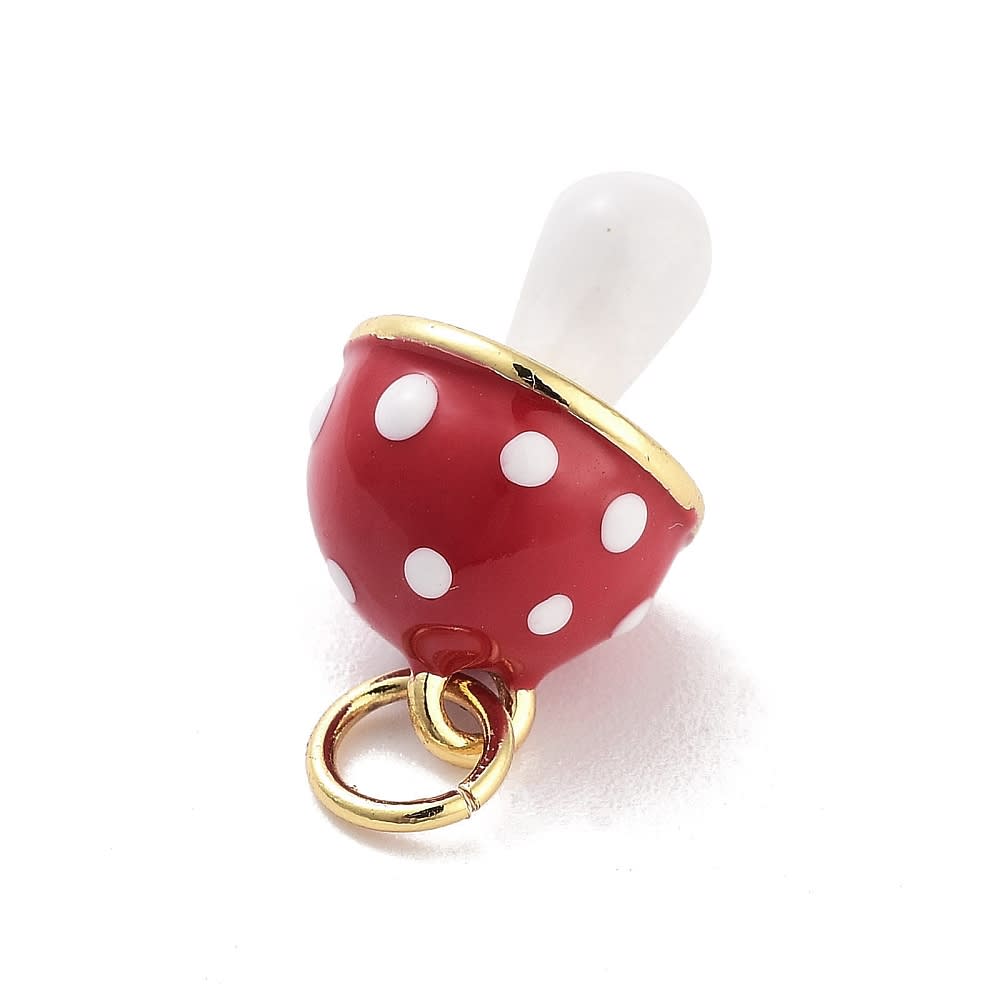 Dije colgante esmaltado hongo suerte 15 mm baño de oro / unidad2