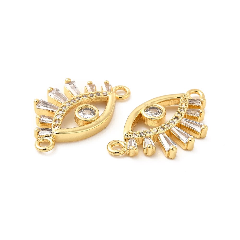 Dije conector ojo turco protección con zircón baño de oro / unidad3