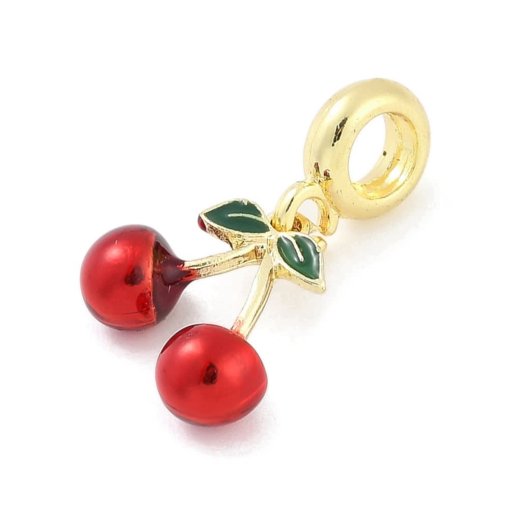 Colgante europeo charm Guinda cereza fruta baño oro / unidad1