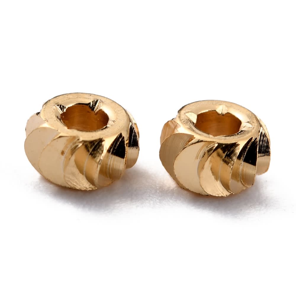 Separador redondo ranura 4mm baño de oro 18k / 10 uds2