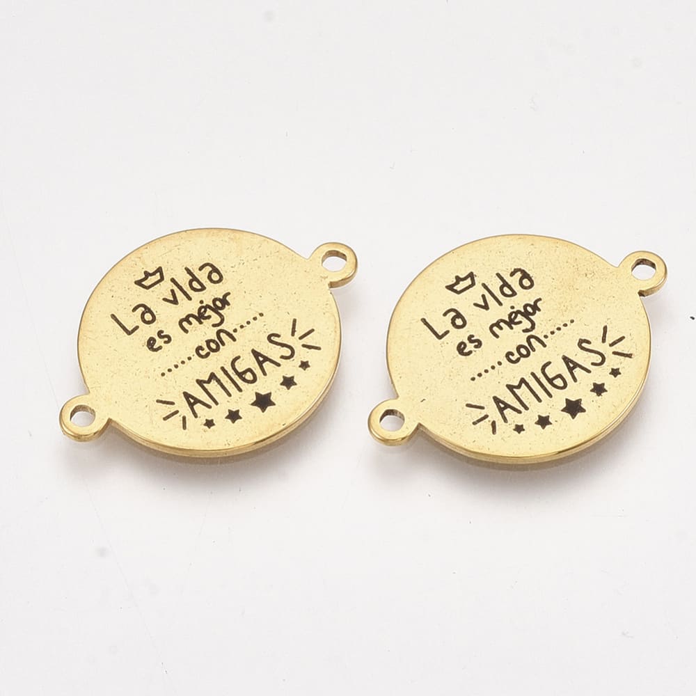 Dije conector mensaje amigas novios acero dorado plateado / unidad3