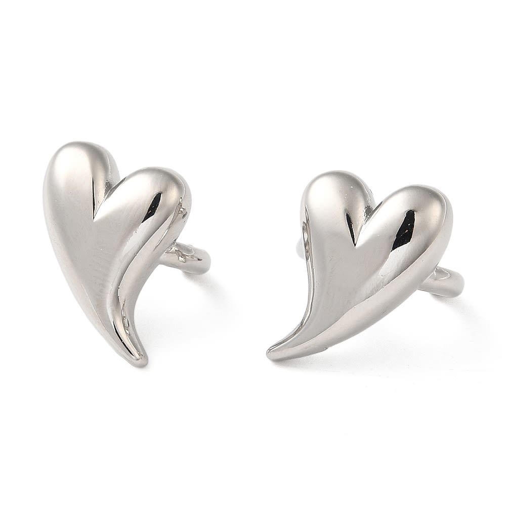Ear cuff aros solitarios corazón inflado chunky baño oro / unidad4
