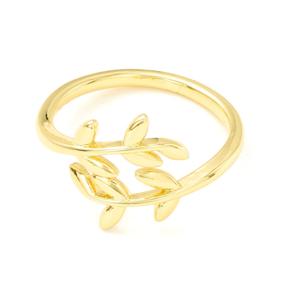Anillo ajustable minimalista hoja baño de oro / unidad1