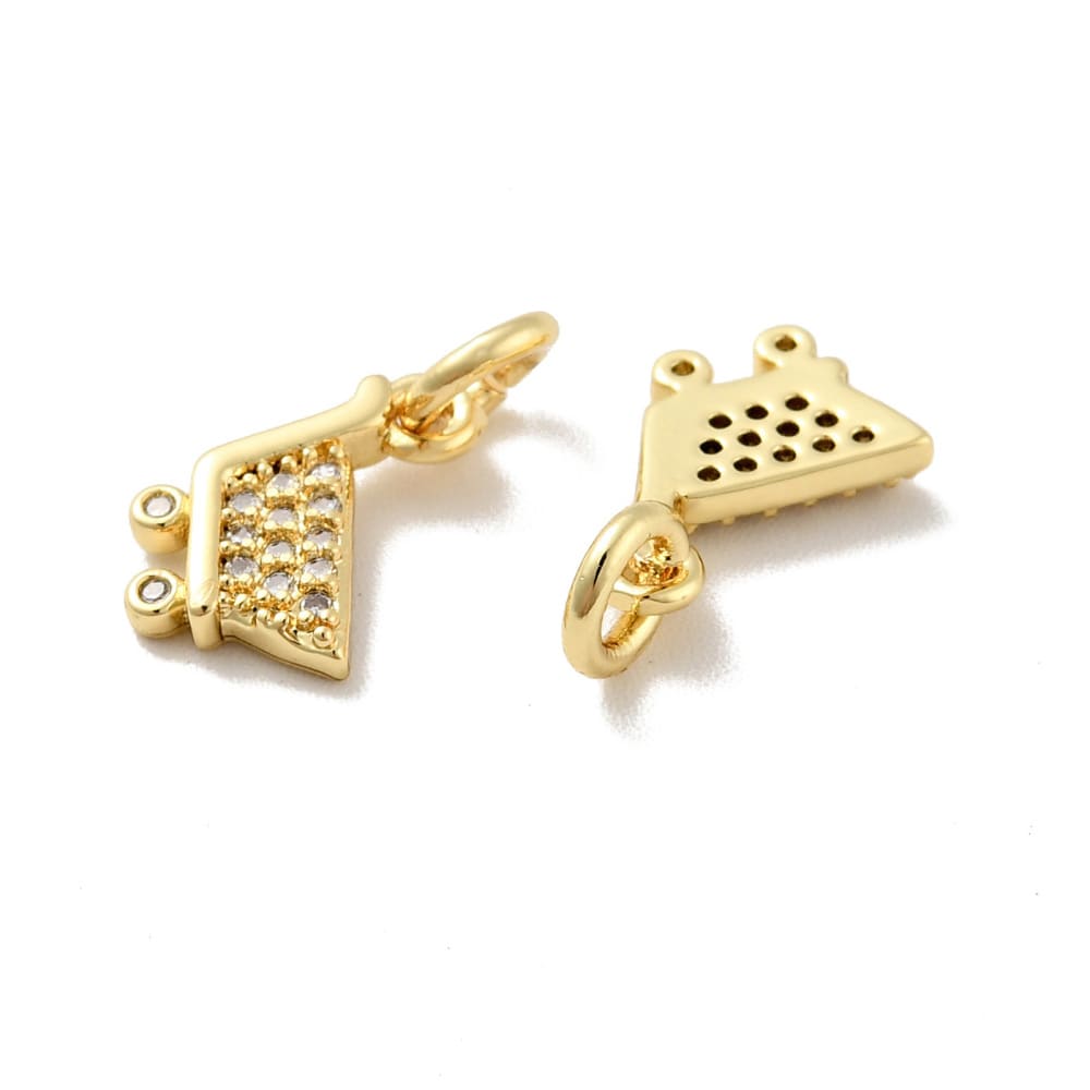 Dije colgante carrito de compra zircones 10 mm baño oro / unidad2