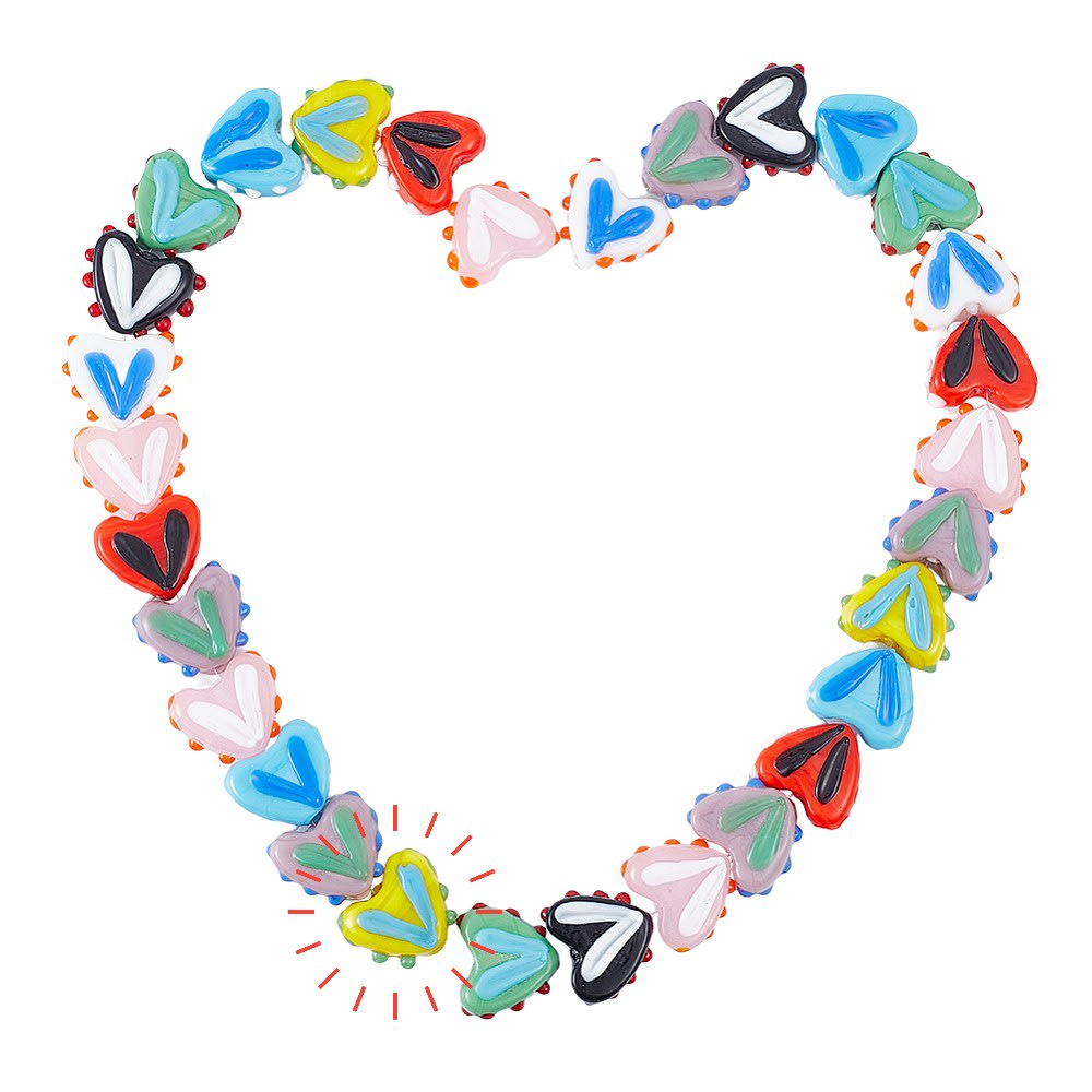 Pasador corazón murano colorido / unidad8