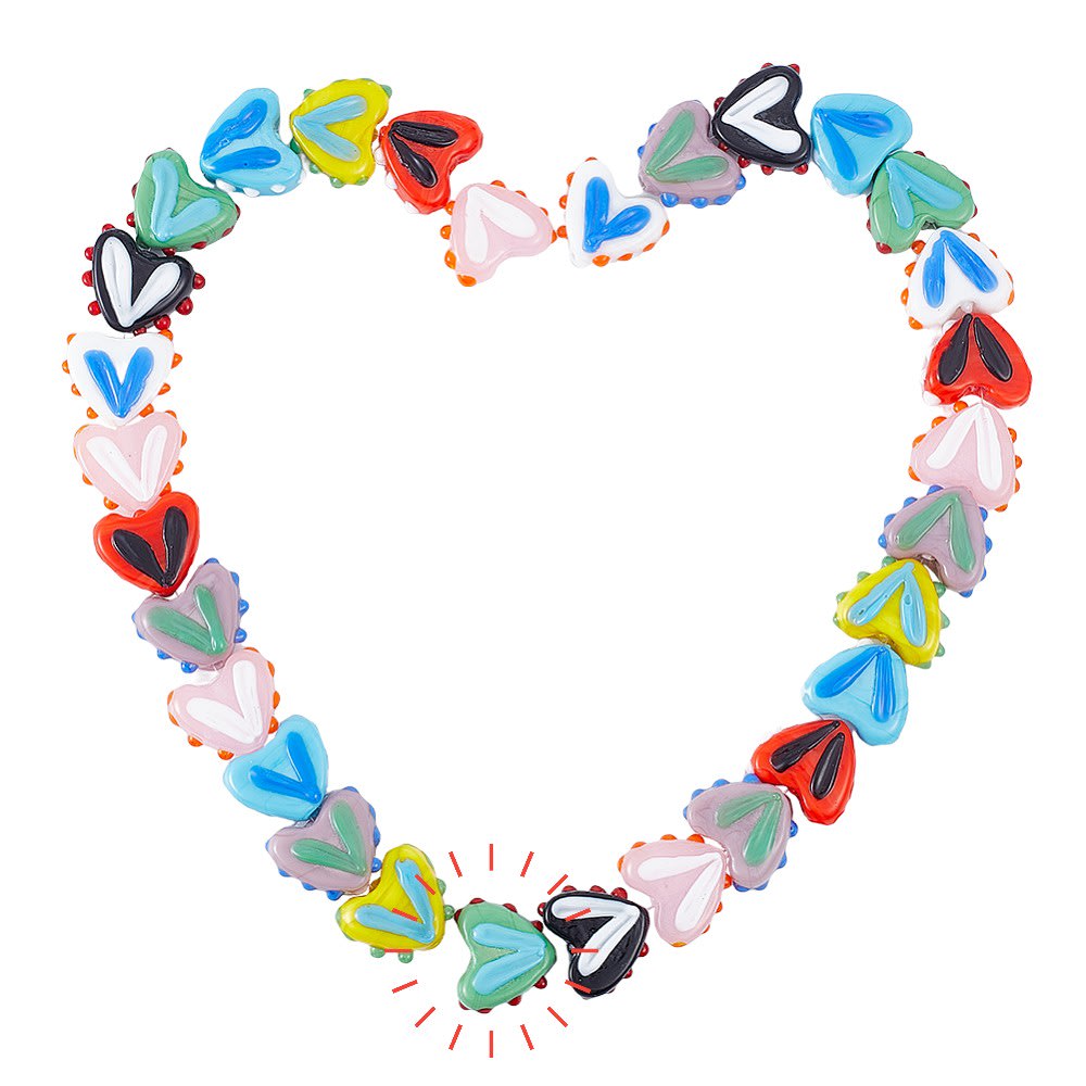 Pasador corazón murano colorido / unidad7