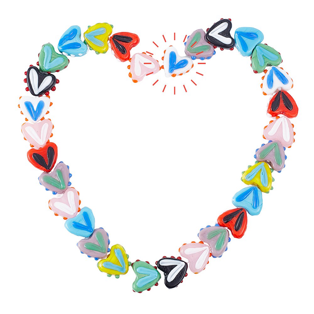 Pasador corazón murano colorido / unidad11