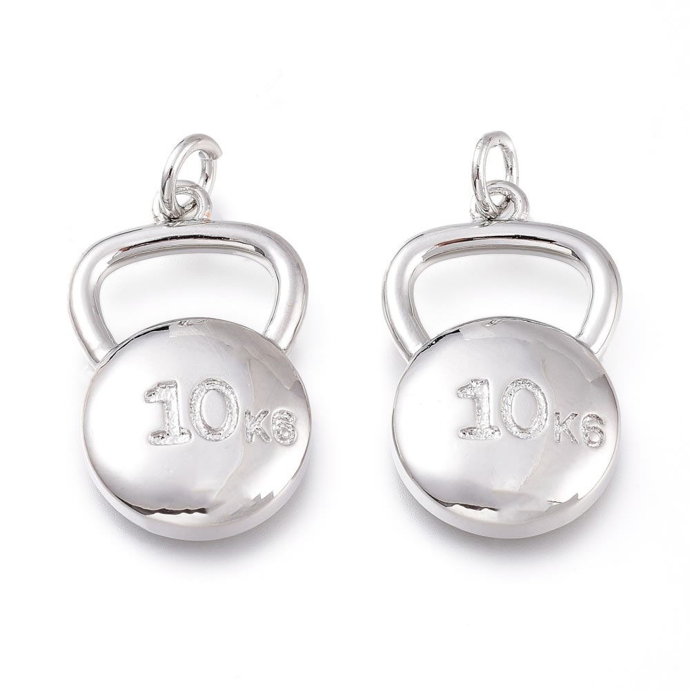 Dije colgante pesa rusa 10kg gym fitness 21x13 mm latón / unidad1