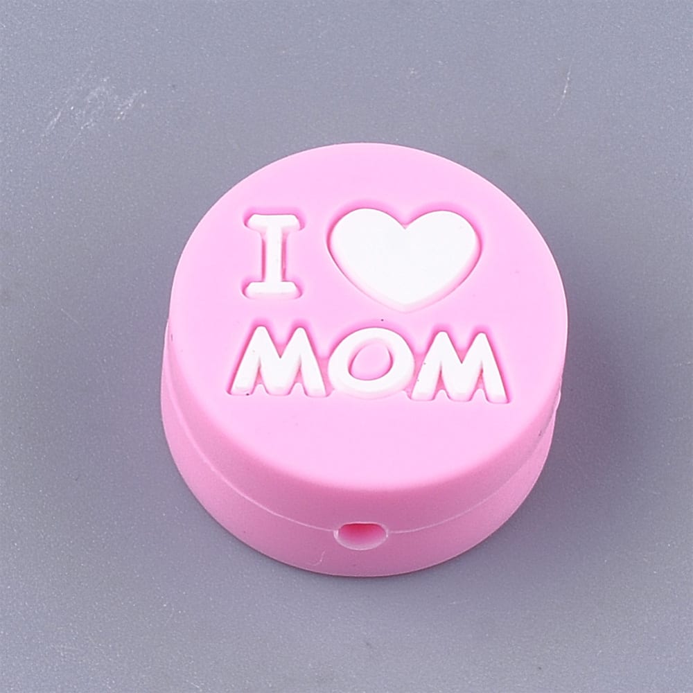 Mordedor silicona love mom mamá bebé portachupete / unidad1