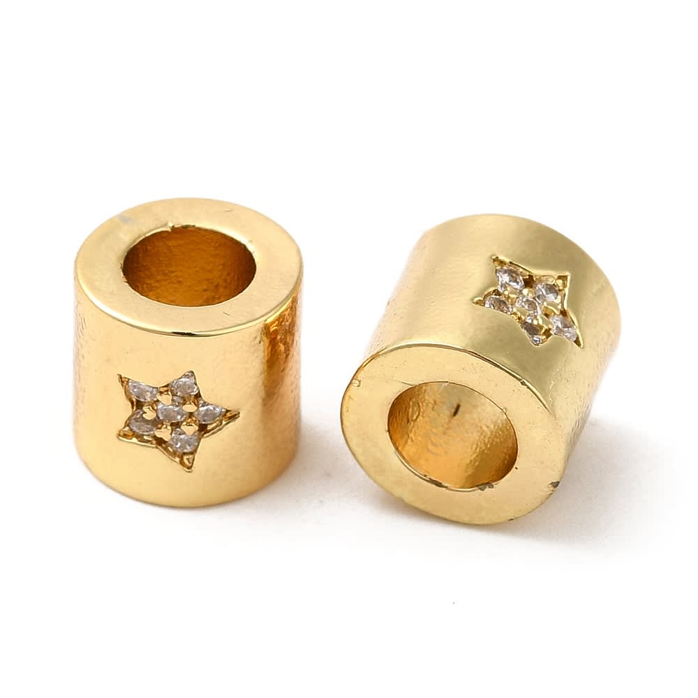Cuenta pasador estilo europeo estrella zircón baño de oro / unidad2